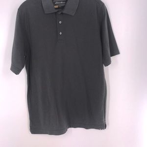 MENS EDDIE BAUER GRAY SHORT SLEEVE POLO